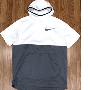 NIKE DRI-FIT HOODIE JACKET POLYESTER WHITE & GRAY LARGE, L